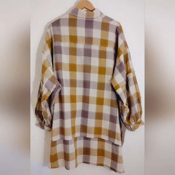 Easel Oversized Linen Blend Button Down T-shirt Dress - Picture 9 of 10